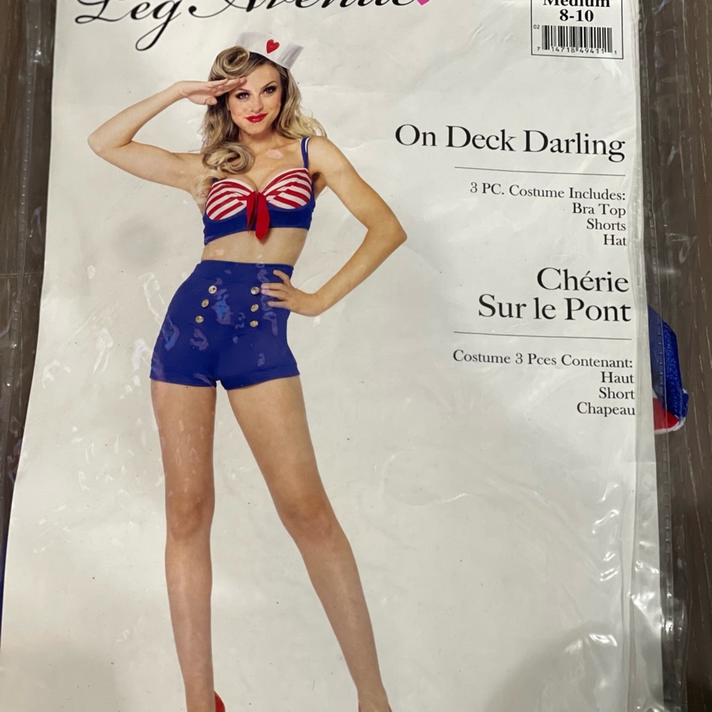 Leg Avenue On Deck Darling 3 pc costume. Nwt. Med 8-10(36) - Picture 2 of 3